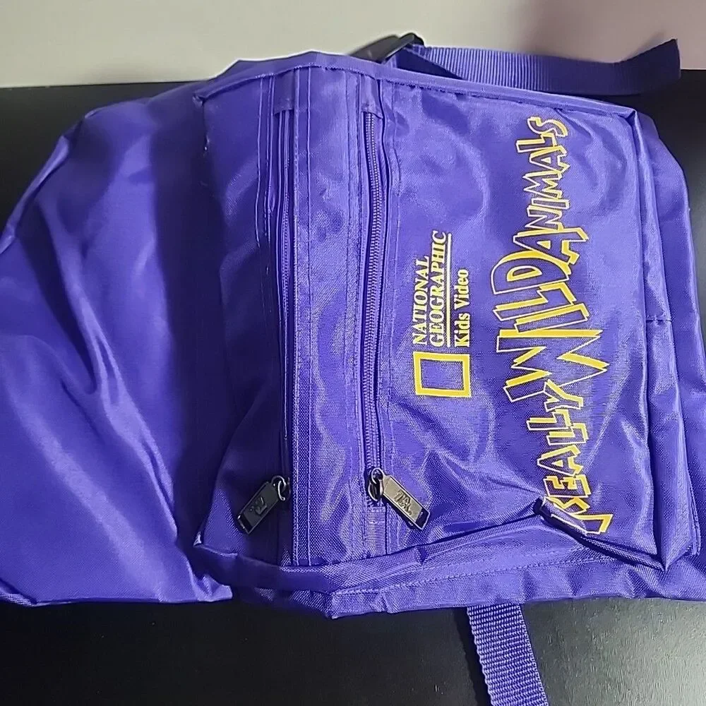 National Geographic Kids Video Really Wild Animals Purple Backpack 90’s  New